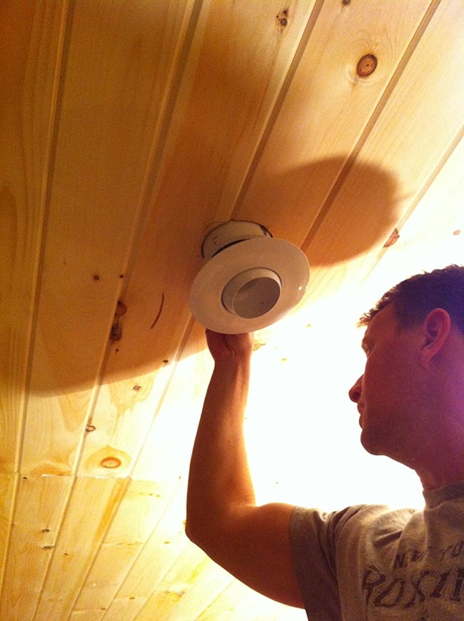 installing recessed lights on a tongue and groove ceiling