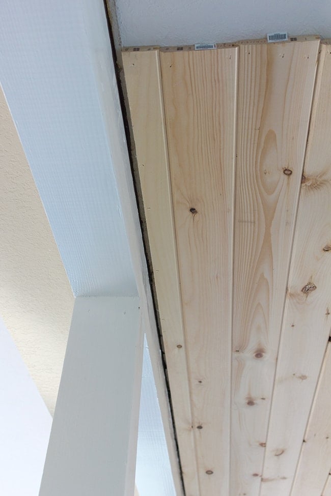 diy wood plank groove ceiling