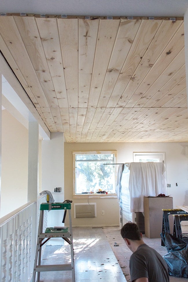 diy tongue and groove ceiling tutorial