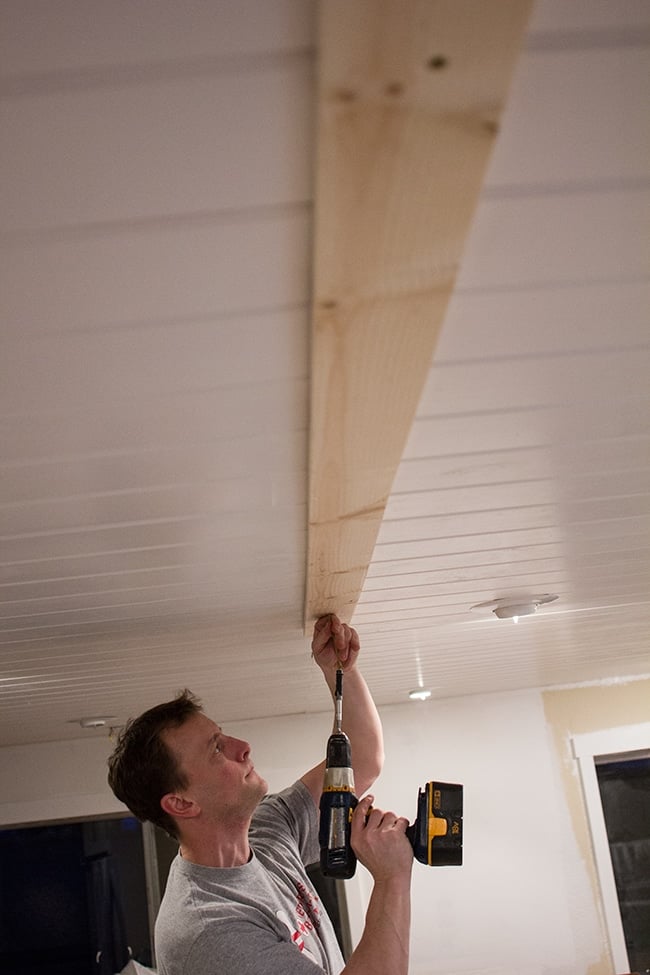 1x4 board attached to a ceiling