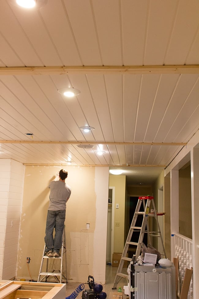 Attaching 1x4 boards along a planked ceiling