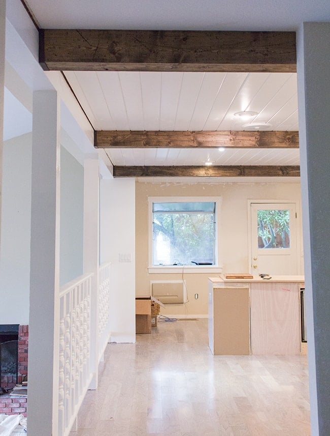 diy wood ceiling beam tutorial
