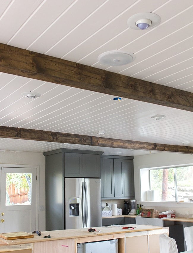 diy wood beam ceiling kitchen