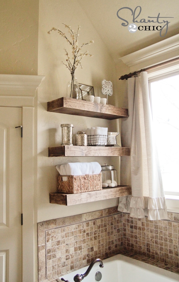 DIY Rustic Wood Floating Shelves