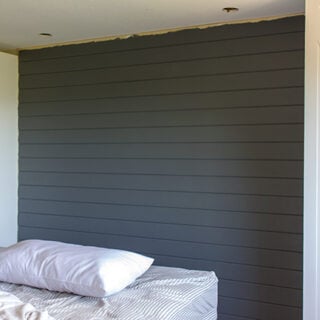 gray Shiplap bedroom wall