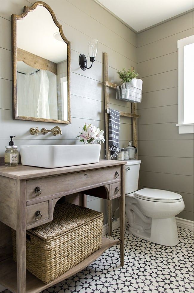 How to get this natural/weathered wood look on an antique vanity using lime paint