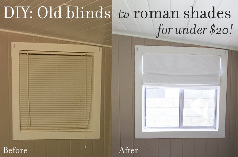 Transform your old blinds into fabric roman shades, no sewing involved!