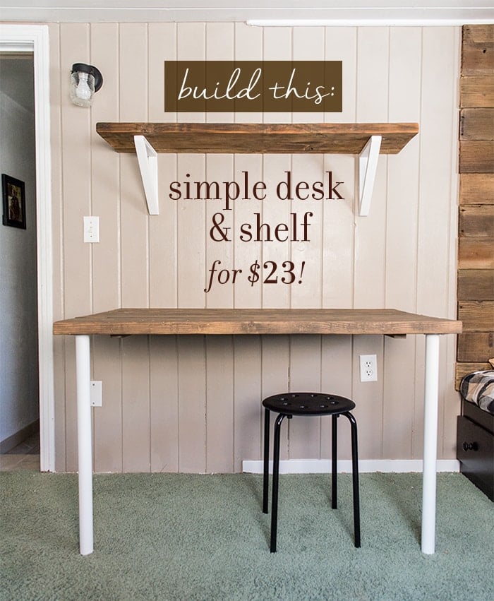 Tutorial for a simple desk, shelving and brackets on the cheap!