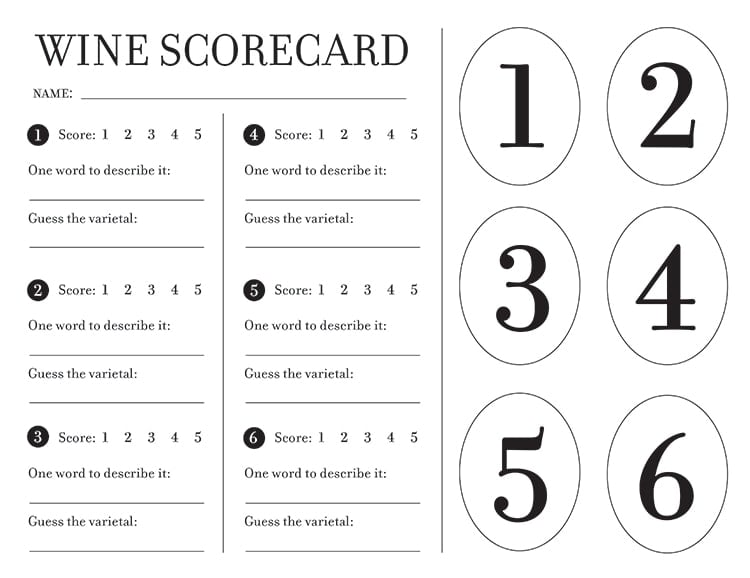 free wine scorecard printable sheet