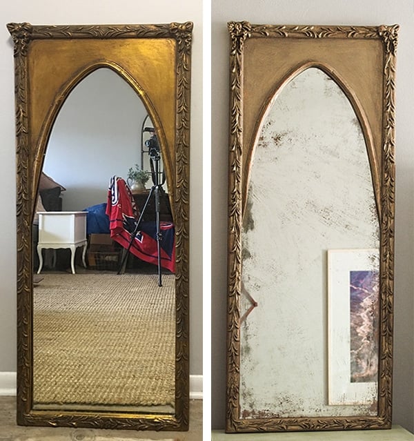 diy antique mirror before and after
