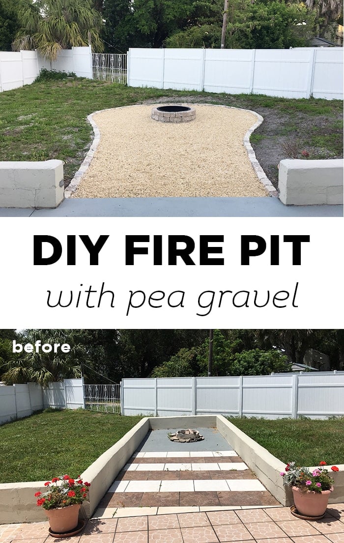 diy fire pit with pea gravel tutorial