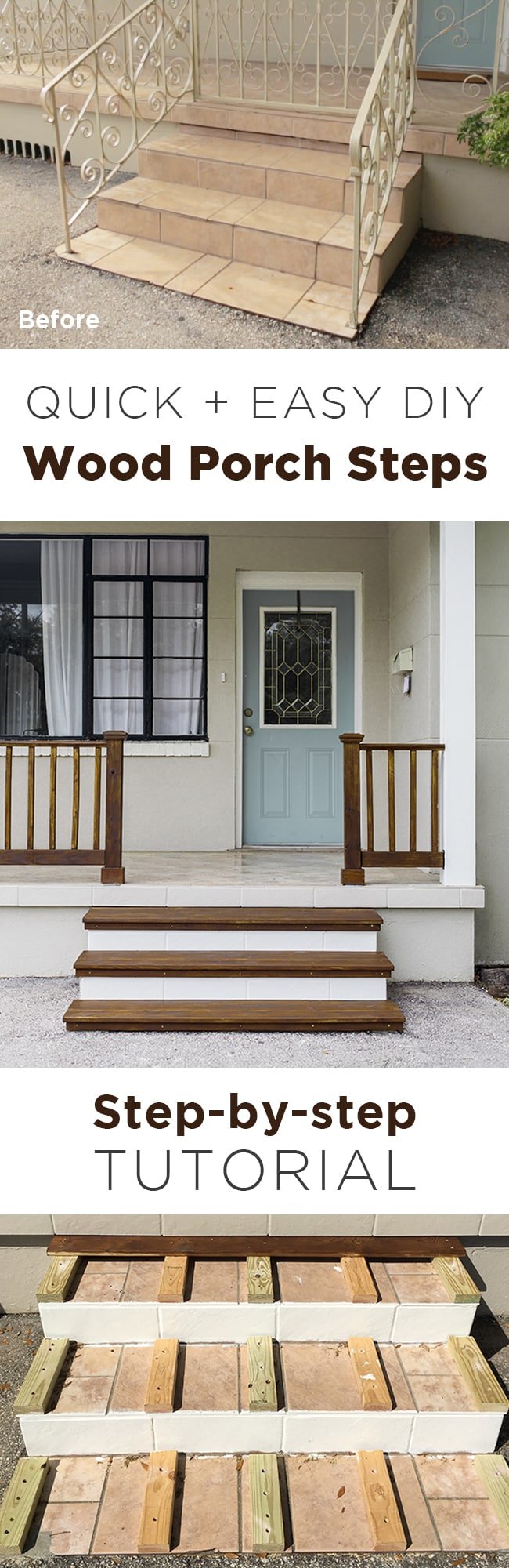 Simple DIY Wood Porch Steps Makeover - Jenna Sue Design
