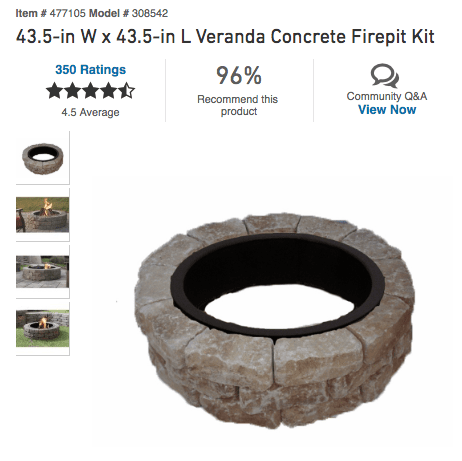 lowe's fire pit kit