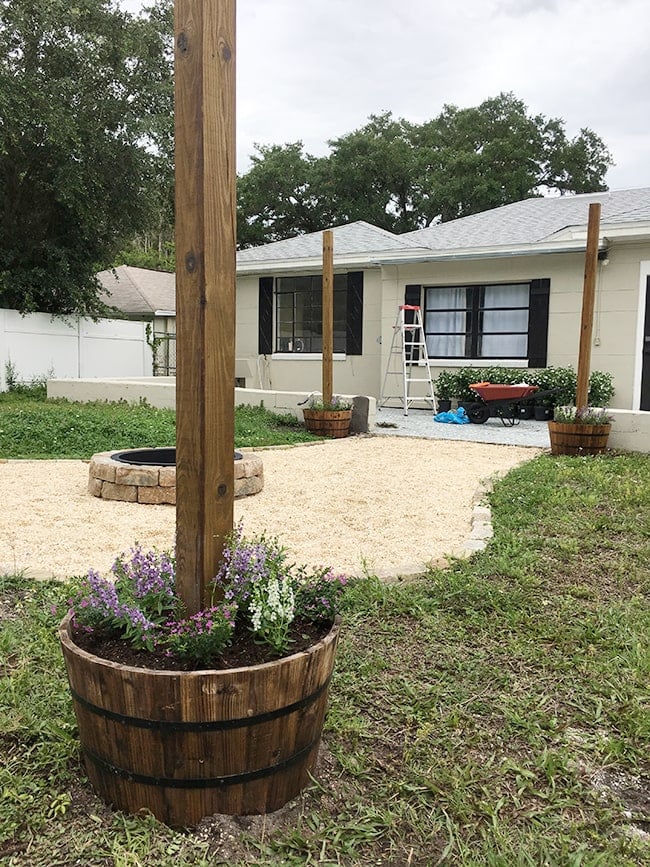 Fox Hollow Cottage DIY Planter Pot Poles For Cafe String Lights 