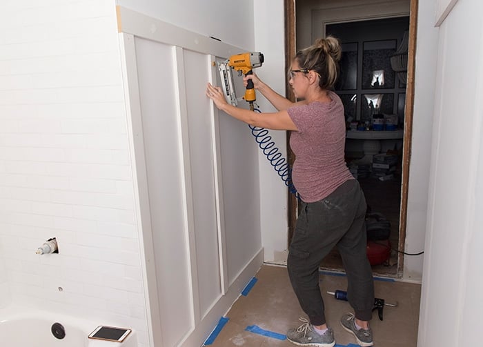 installing board and batten in a bathroom