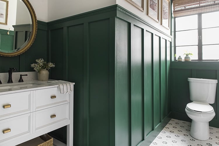 green board and batten in a bathroom