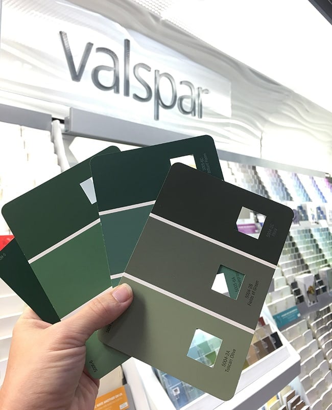 valspar dark green paint samples