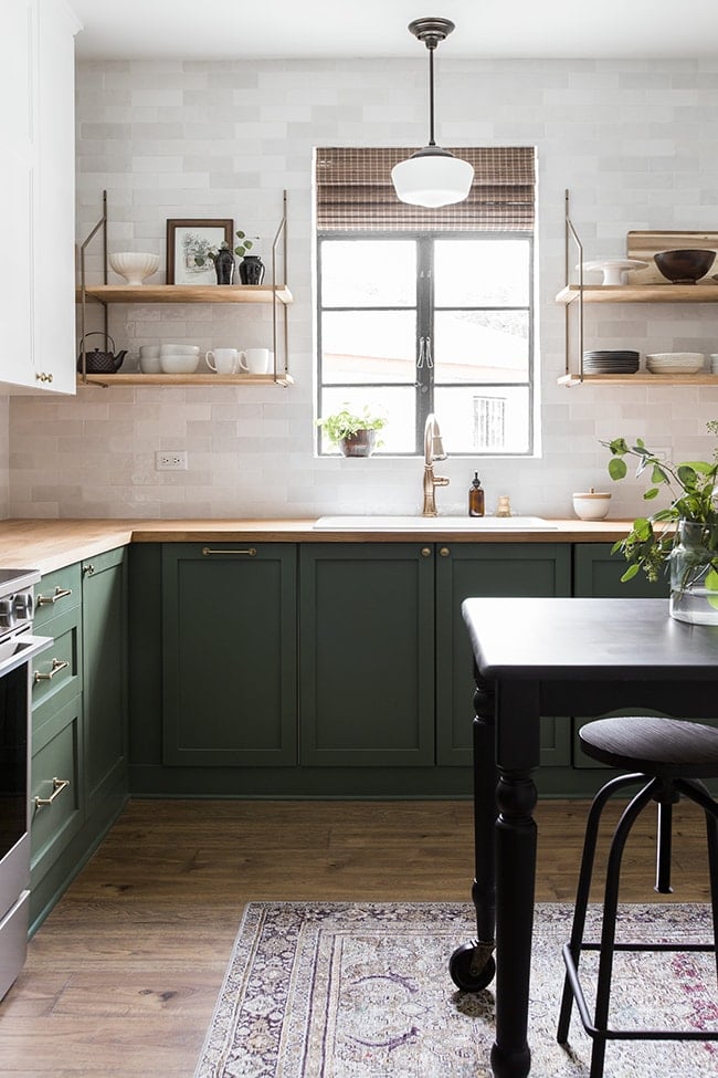 green kitchen cabinets