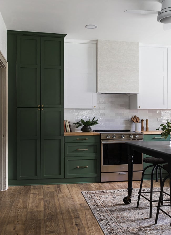 green kitchen cabinets