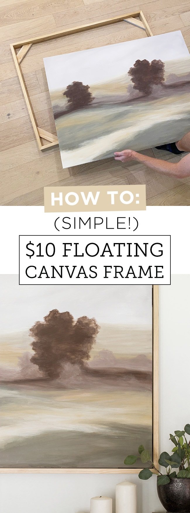 Canvas Floating Frame, Picture Wall Art Painting Frame for 18x24 Inch Finished Canvas Painting 1-1/4 Depth, Picture Art Wall Decor, Light Brown: Posters & Prints