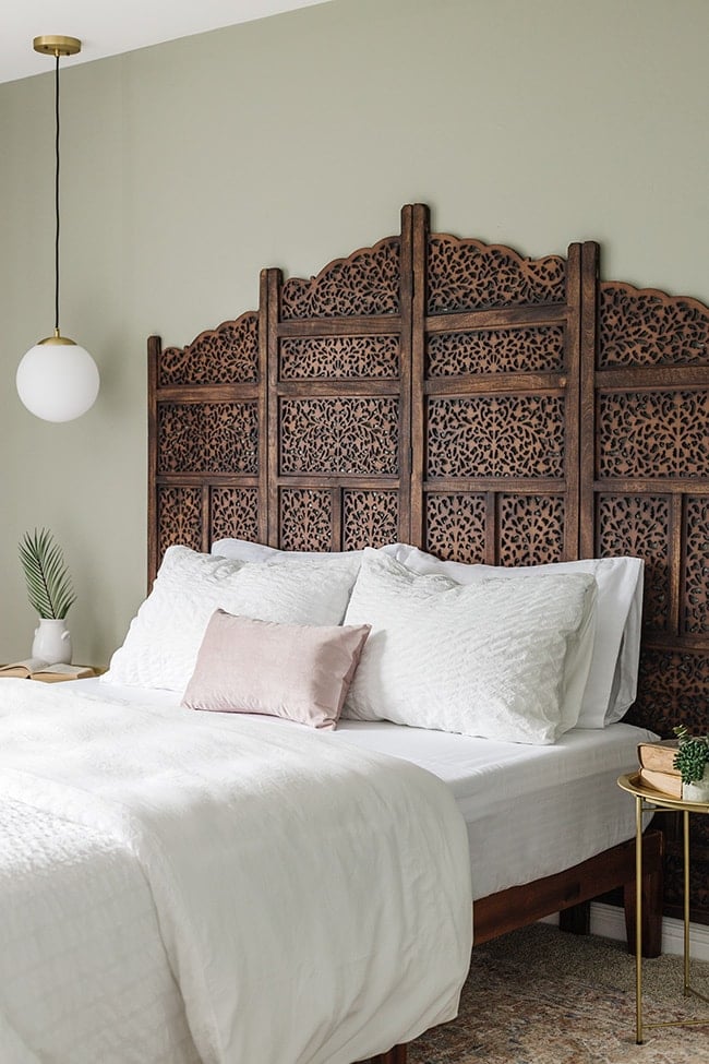 carved wood headboard