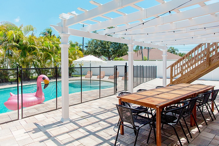 white vinyl pergola