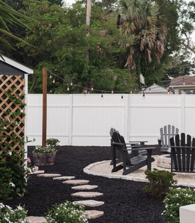 backyard fire pit black mulch