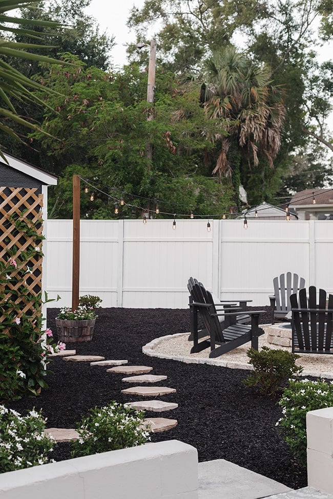 diy backyard black mulch