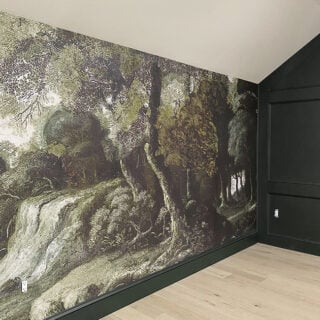 green forest wall mural