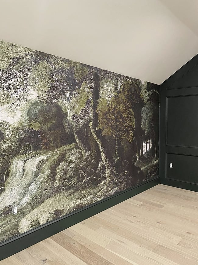 green forest wall mural