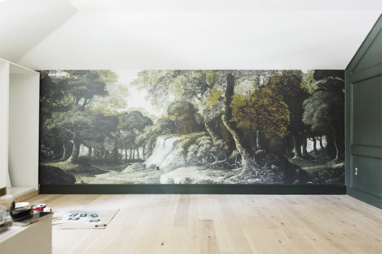 green forest wall mural