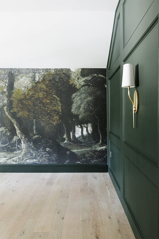 green forest wall mural