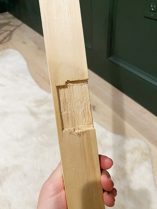 notch cut in wood for tv frame