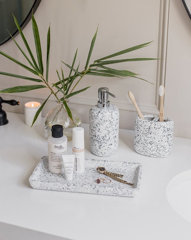 Elevate Your Bathroom with Stylish Black Terrazzo Accessories