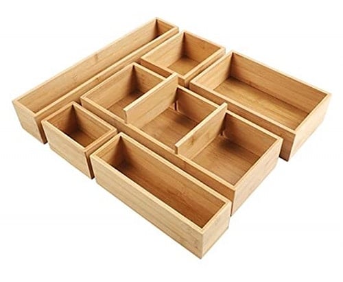 bamboo drawer organizer set