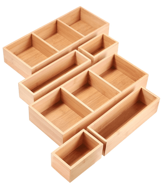 bamboo drawer organizer set