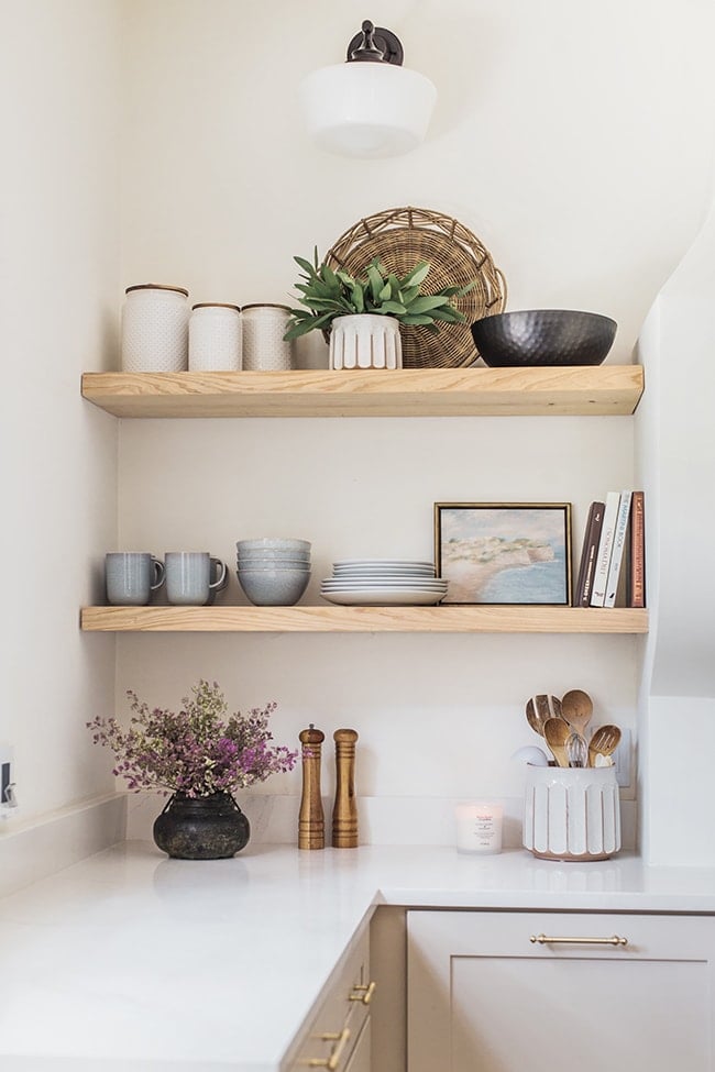 Kitchen Shelf Styling Tips And Budget, How Wide Should Kitchen Shelves Be