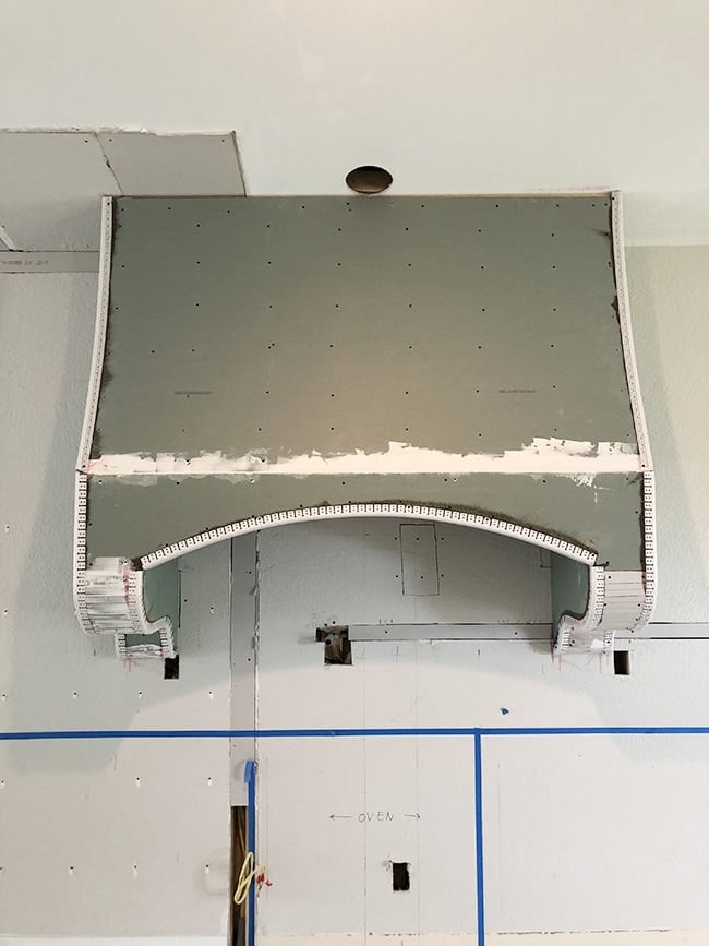 how to build a custom range hood with curved drywall