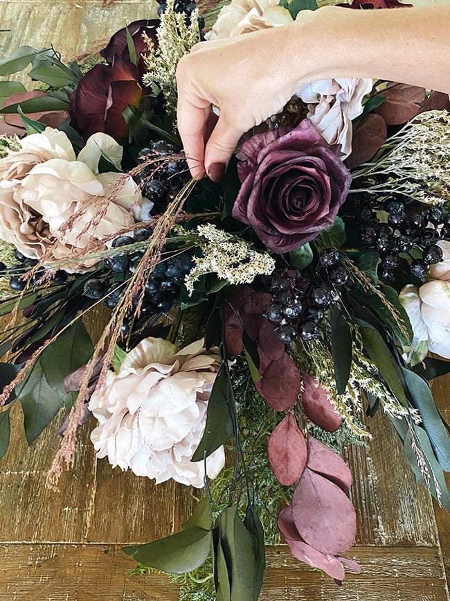 Fall Dried Flower Arrangement, Burgundy Plum Green Fall Florals, Terracotta  Dried Florals, Sage Green Eucalyptus, Fall Wedding Florals , Dried Florals  