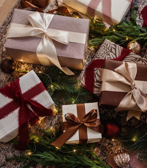 burgundy christmas gift wrap