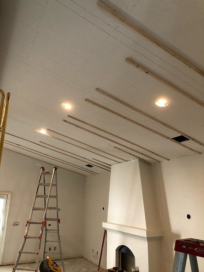 wood beam ceiling installation