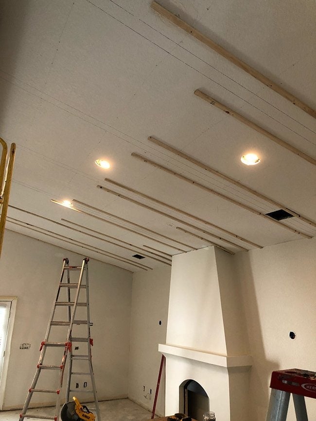 wood beam ceiling installation