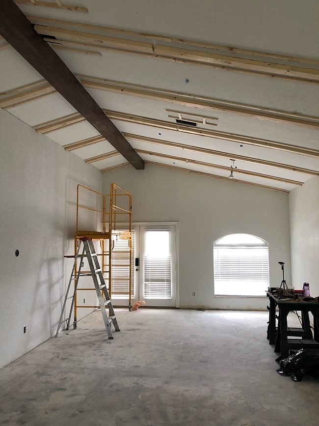 laminate wood beam ceiling installation