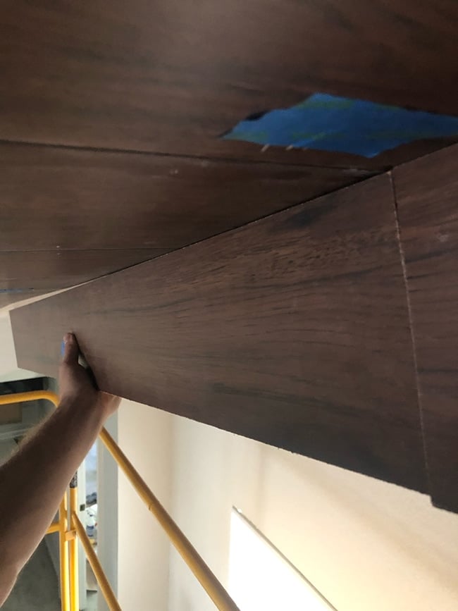 how to build ceiling beams using laminate planks