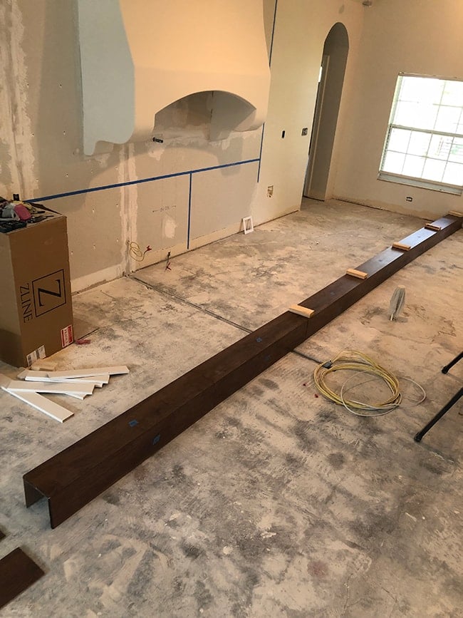 assembling a diy wood beam using laminate planks