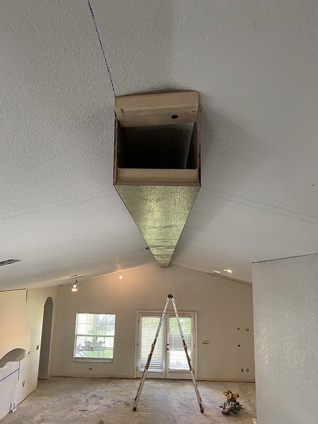 diy wood beam ceiling closeup