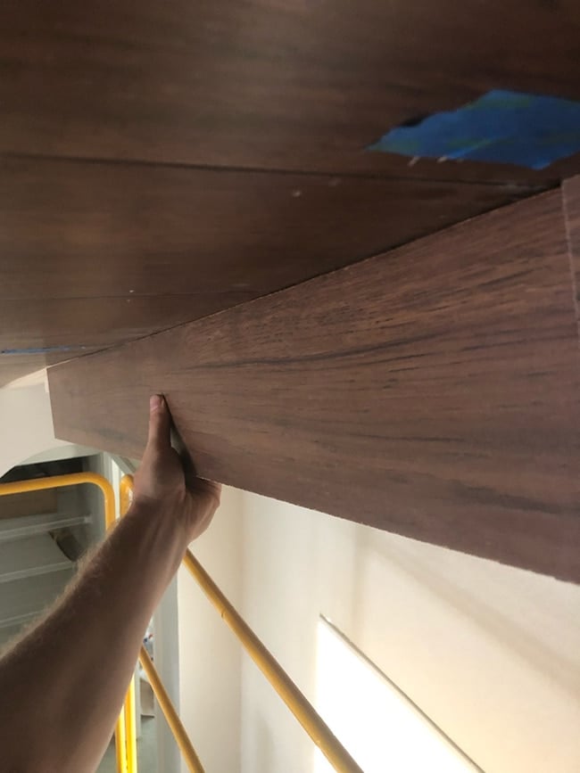 how to build ceiling beams using laminate planks