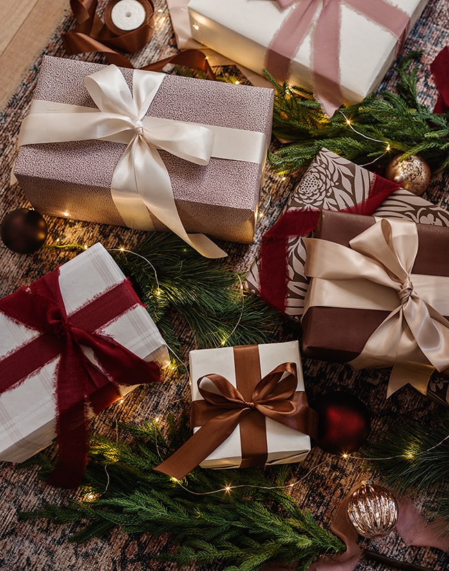 burgundy gift wrap