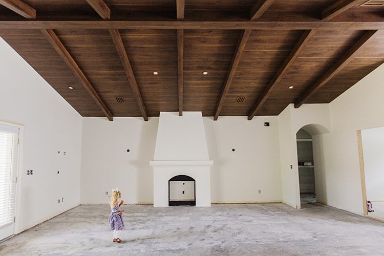 diy tutorial custom wood beam ceiling in a spanish style home