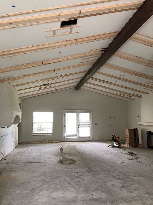 diy wood beam vaulted ceiling installation